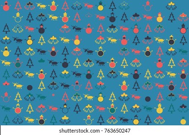 Christmas pattern with beautiful colored elements