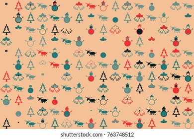 Christmas pattern with beautiful colored elements