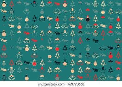 Christmas pattern with beautiful colored elements