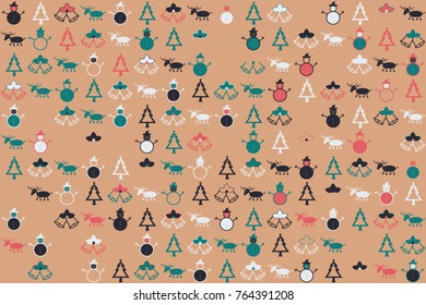 Christmas pattern with beautiful colored elements