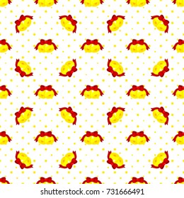 Christmas pattern with bells on background of golden stars.