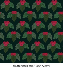 Christmas pattern berries and leaves holly dark
