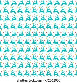 Christmas pattern with blue reindeers