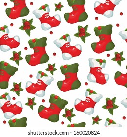 Christmas pattern with boots on a white background