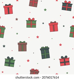 Christmas pattern with boxes of presents. Vector