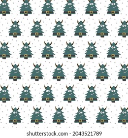 Christmas pattern with cartoon characters. Christmas monsters.