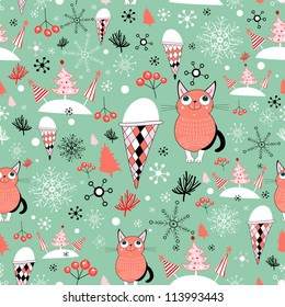 Christmas pattern with cats