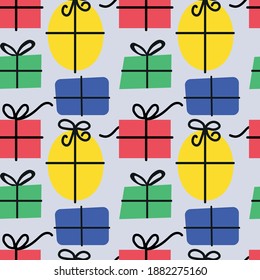 Christmas pattern with colorful gifts