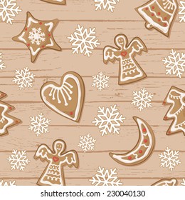 The Christmas pattern with cookies and snowflakes