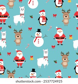 Christmas pattern. Cute cartoon characters for Christmas. Vector graphics