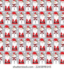 Christmas pattern with cute santa and snowman pattern