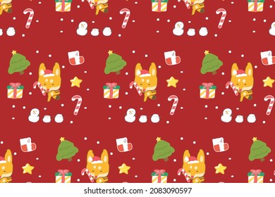 Christmas  pattern with decorations. Concept of Xmas background. Vector