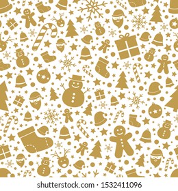 Christmas pattern with decorations. Xmas seamless texture. Vector