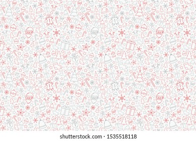 Christmas pattern with decorations. Xmas seamless texture. Vector
