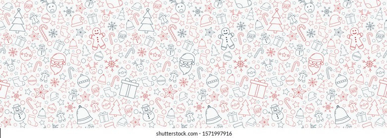 Christmas pattern with decorations. Xmas seamless texture. Vector