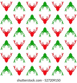 Christmas pattern with deer. Vector illustration