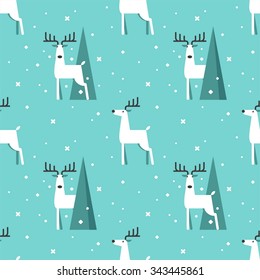 Christmas pattern with deers. Seamless background.