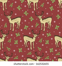 Christmas pattern with deers. Christmas seamless pattern for fabric, paper and other printing and web projects. 