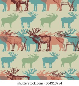 Christmas pattern with deers winter christmas background 
