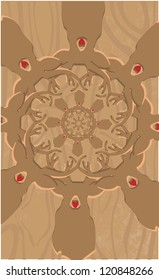 Christmas pattern with deers with wood texture