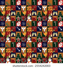 Christmas pattern design - 16 illustrations with the warm colors of the Christmas holiday