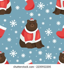 Christmas pattern for design with bears in Santa costumes