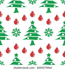 Christmas pattern design, incorporated tree, snow flake and ball element