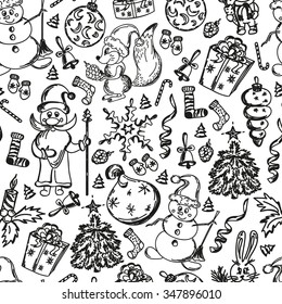 Christmas pattern Christmas elements drawn by hand