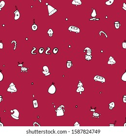 Christmas pattern of elements for greeting cards, posters, stickers and seasonal design.