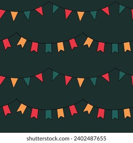 The Christmas pattern with elements like Christmas trees, gifts, stars, snowflakes, and ornaments. The hand-drawn elements. Seamless pattern making it perfect for wrapping paper, 