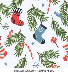 Christmas pattern. For fabric, wrapping paper and other decoration. Vector illustration