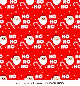A Christmas pattern featuring Santa Claus and candy canes. christmas pattern Suitable for holiday-themed backgrounds, wrapping paper, greeting cards, and festive digital designs.