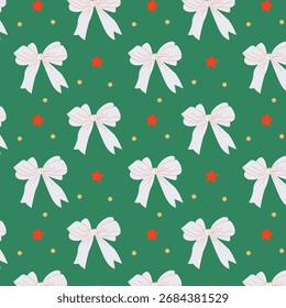 Patrón de Navidades con arcos festivos sobre un fondo verde. Perfecto para el embalaje y la decoración.