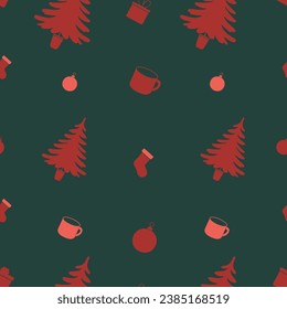 Christmas pattern for festive decoration. Gift wrapping paper. Flat vector illustration.   