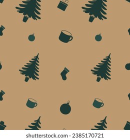 Patrón navideño para decoración festiva. Papel de envoltura de regalo. Ilustración vectorial plana.