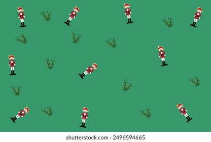 Christmas pattern fir branch and tin soldier