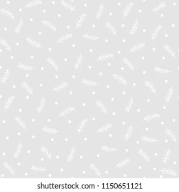 Christmas pattern with fir branches on grey background.