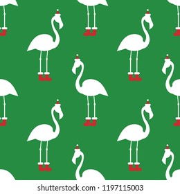 Christmas pattern with flamingo. Design for fabric, wallpaper, textile and decor. New Year's background