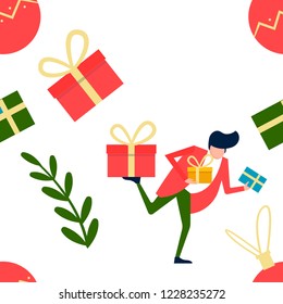 
Christmas pattern in flat style.
