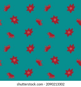 Weihnachtsmuster von Blumen auf buntem Hintergrund