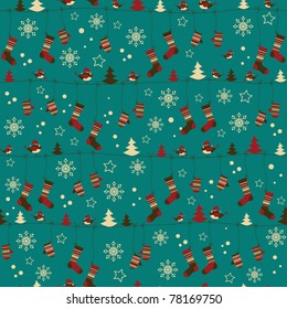 Christmas pattern with folk socks and mittens