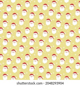 Christmas pattern with funny Santa Claus. Vector