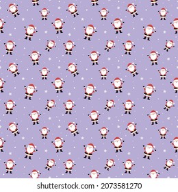 Christmas pattern with funny Santa Claus. Vector
