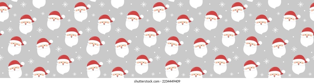 Weihnachtsmuster mit lustigem Weihnachtsmann. Panorama-Kopfzeile. Vektorgrafik