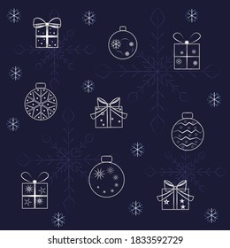 Christmas pattern with gifts and balloons