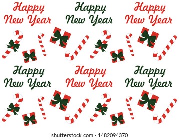 Christmas pattern with gifts and candy