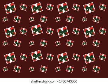 Christmas pattern with gifts  on burgundy background
