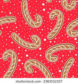 Weihnachtsmuster mit Lebkuchengebäck. Neujahrsdekor. Perfekt für das Verpacken von Papier. Vektorgrafik.