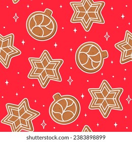 Patrón de Navidad con galletas de pan de jengibre. Decoración de Año Nuevo. Perfecto para envolver papel. Vector.