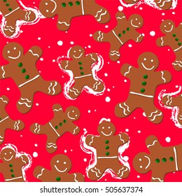 Christmas pattern with a gingerbread man.